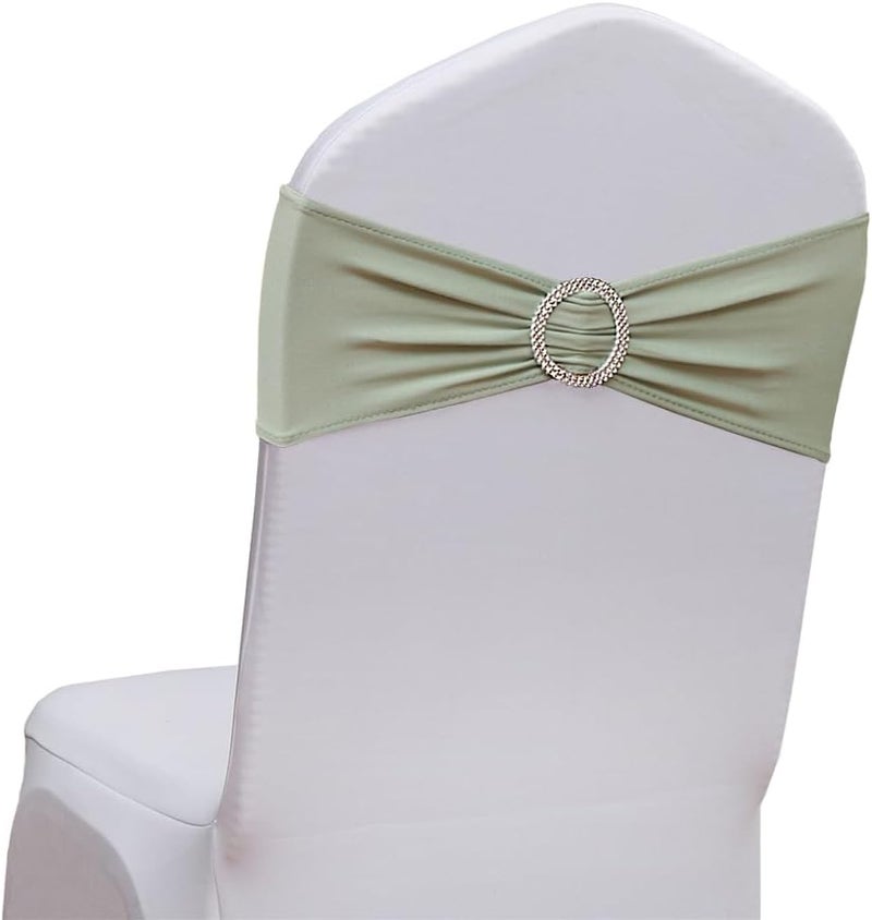 JFDYDM 50 Pack Sage Green Chair Sashes, Chair Bands for Folding Chairs, Chair Ties Bows with Buckle Slider for Wedding Party Banquet Decoration - Image 1